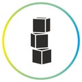 pile boxes on top of each other icon, stacked cubes, flat symbol